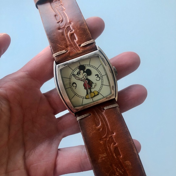 Vintage leather Disney Mickey Mouse watch